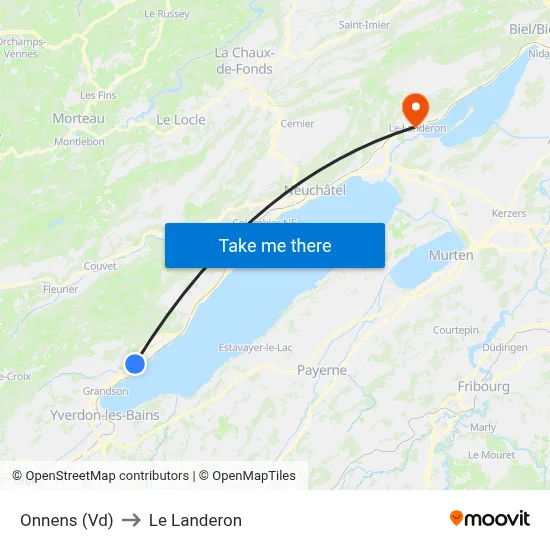 Onnens (Vd) to Le Landeron map