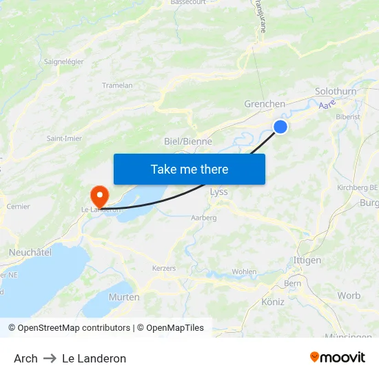 Arch to Le Landeron map