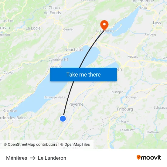 Ménières to Le Landeron map