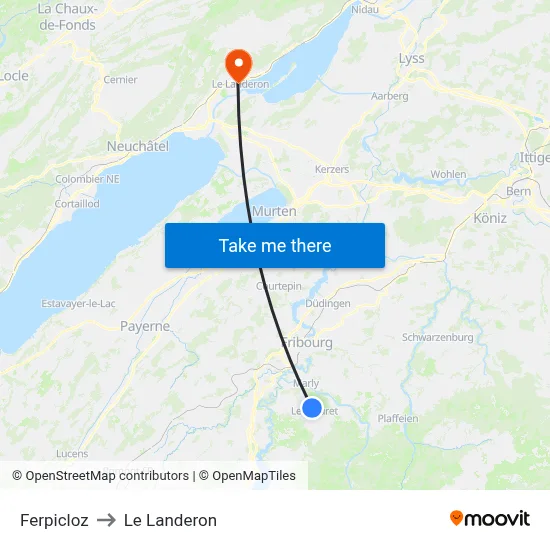 Ferpicloz to Le Landeron map