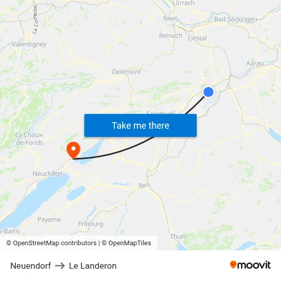 Neuendorf to Le Landeron map
