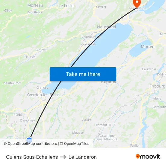 Oulens-Sous-Echallens to Le Landeron map