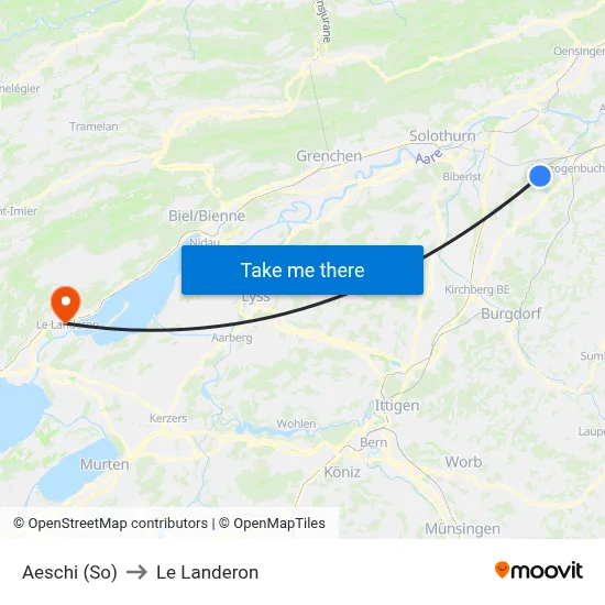 Aeschi (So) to Le Landeron map