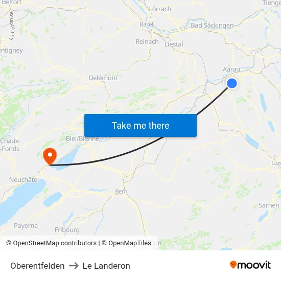 Oberentfelden to Le Landeron map