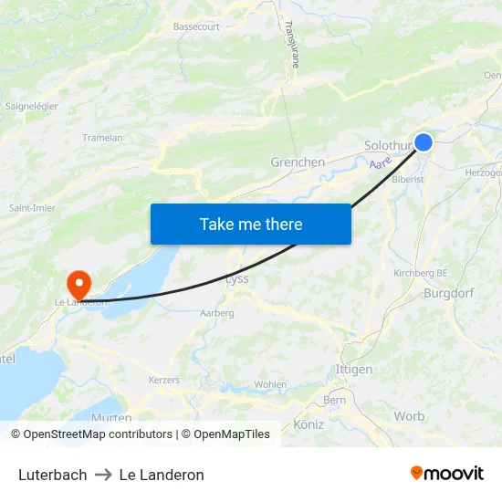 Luterbach to Le Landeron map