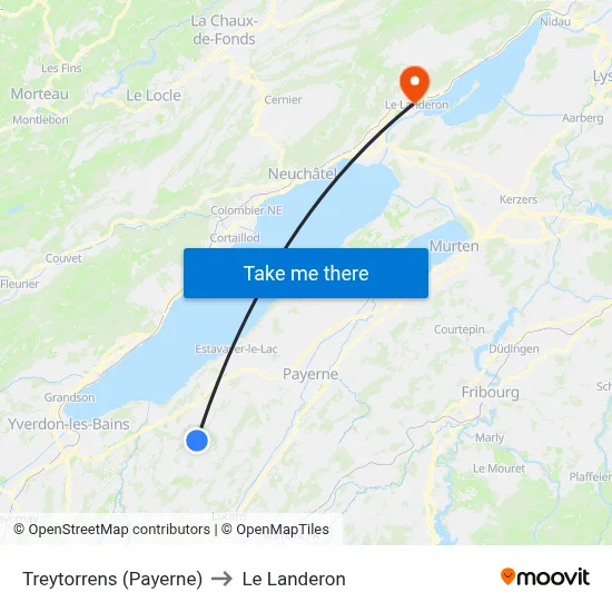 Treytorrens (Payerne) to Le Landeron map