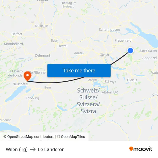 Wilen (Tg) to Le Landeron map