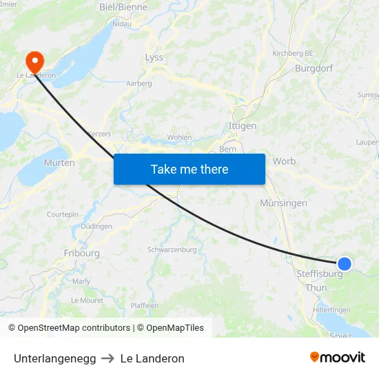 Unterlangenegg to Le Landeron map