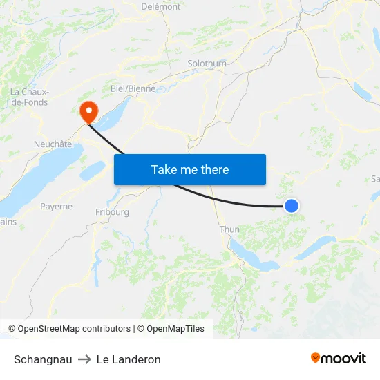 Schangnau to Le Landeron map