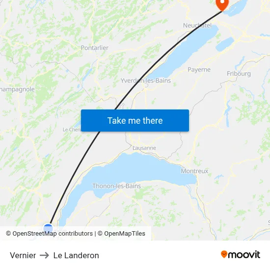 Vernier to Le Landeron map