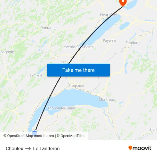 Choulex to Le Landeron map