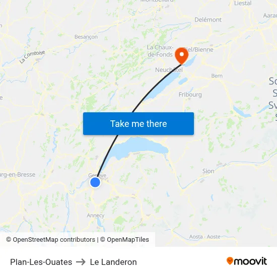 Plan-Les-Ouates to Le Landeron map