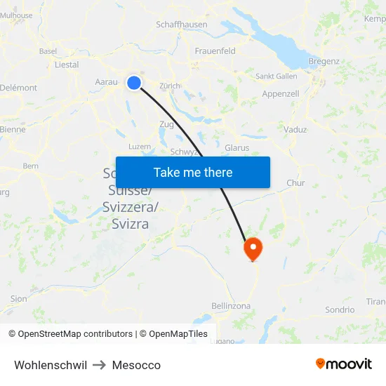 Wohlenschwil to Mesocco map