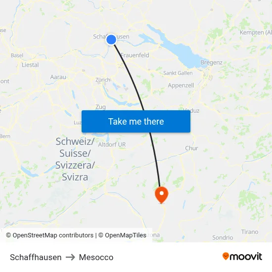 Schaffhausen to Mesocco map