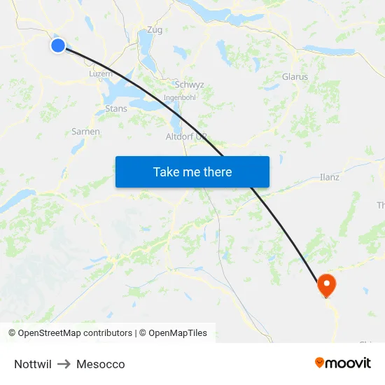 Nottwil to Mesocco map