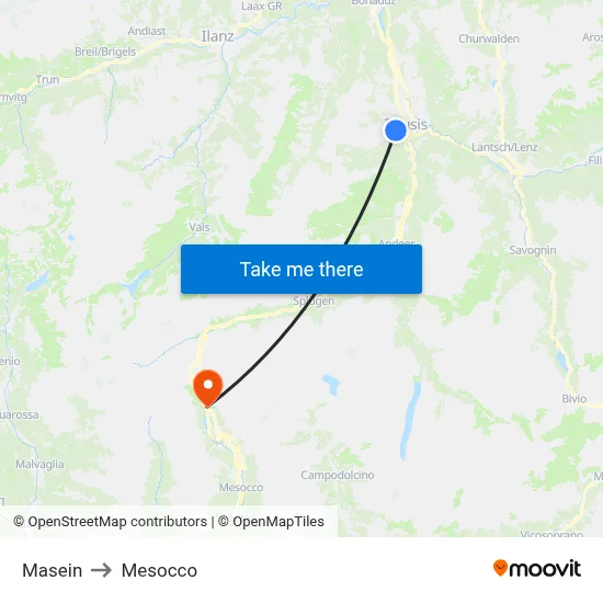 Masein to Mesocco map