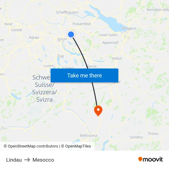 Lindau to Mesocco map