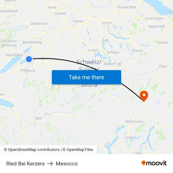 Ried Bei Kerzers to Mesocco map