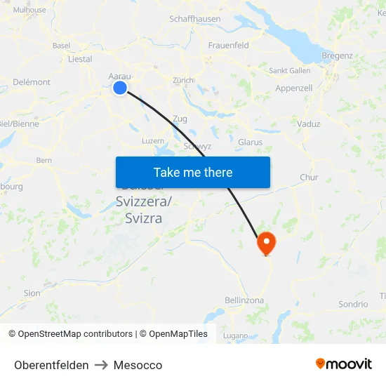 Oberentfelden to Mesocco map