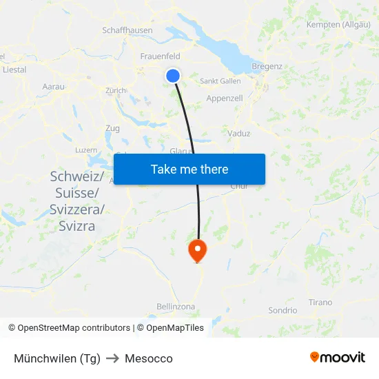Münchwilen (Tg) to Mesocco map