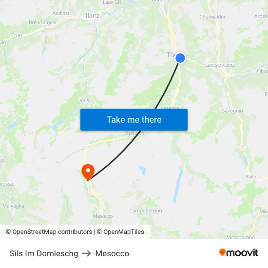 Sils Im Domleschg to Mesocco map