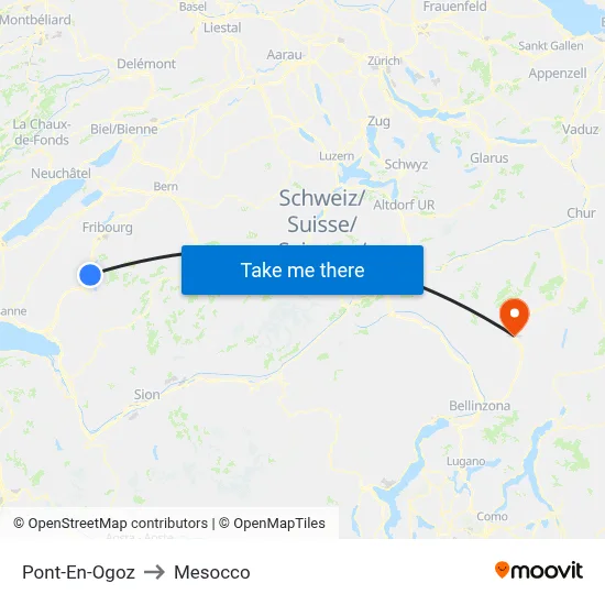 Pont-En-Ogoz to Mesocco map