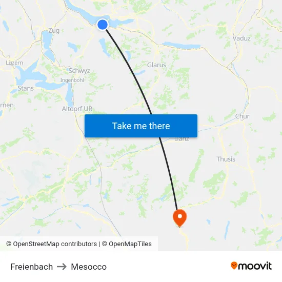 Freienbach to Mesocco map