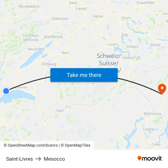 Saint-Livres to Mesocco map