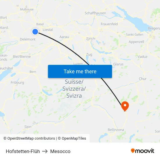 Hofstetten-Flüh to Mesocco map