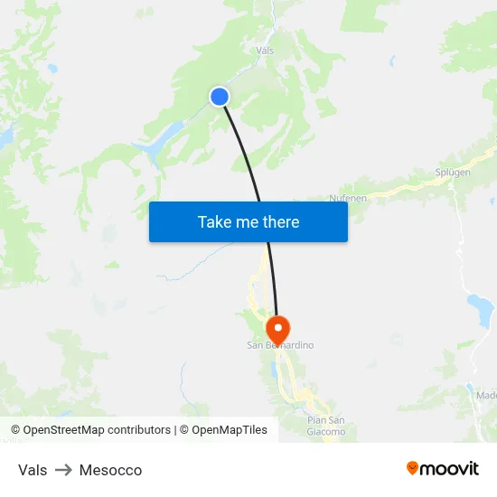 Vals to Mesocco map