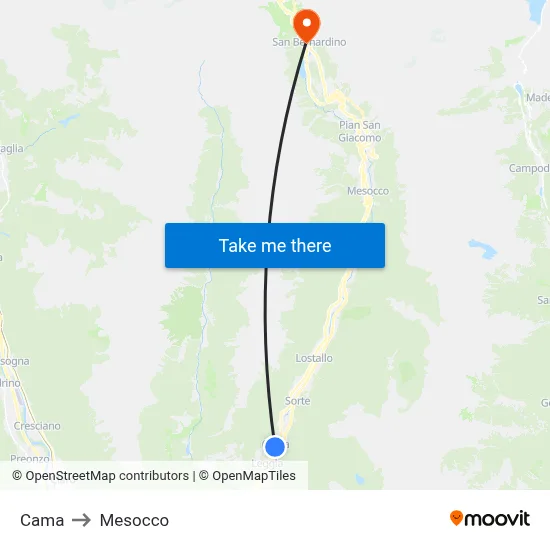 Cama to Mesocco map
