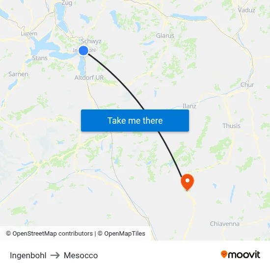 Ingenbohl to Mesocco map
