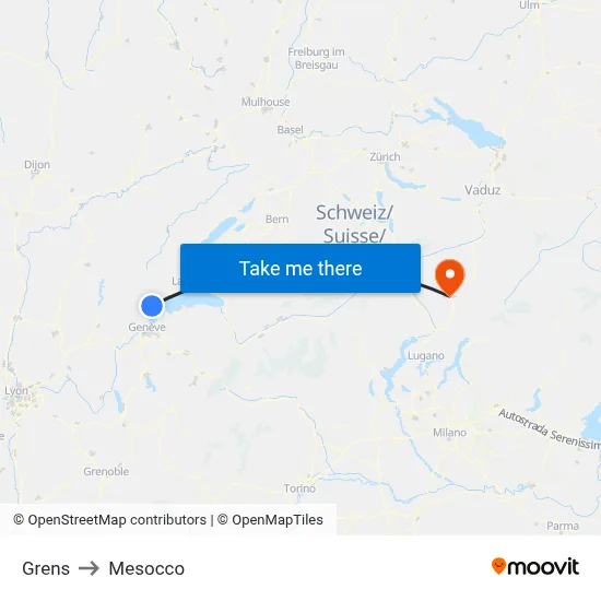 Grens to Mesocco map