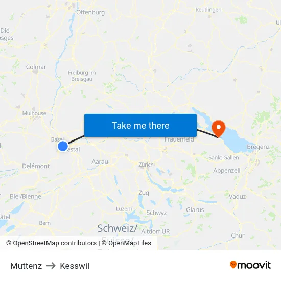 Muttenz to Kesswil map
