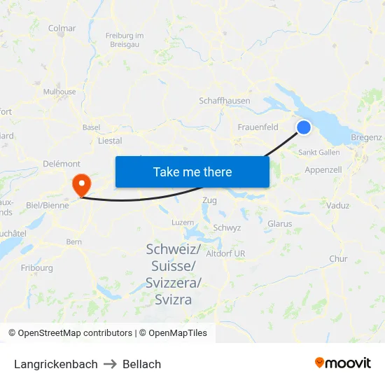 Langrickenbach to Bellach map