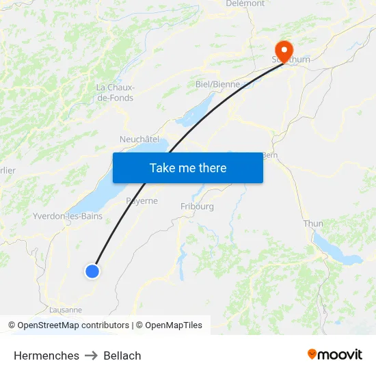 Hermenches to Bellach map