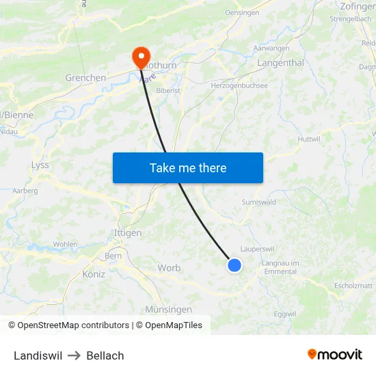 Landiswil to Bellach map