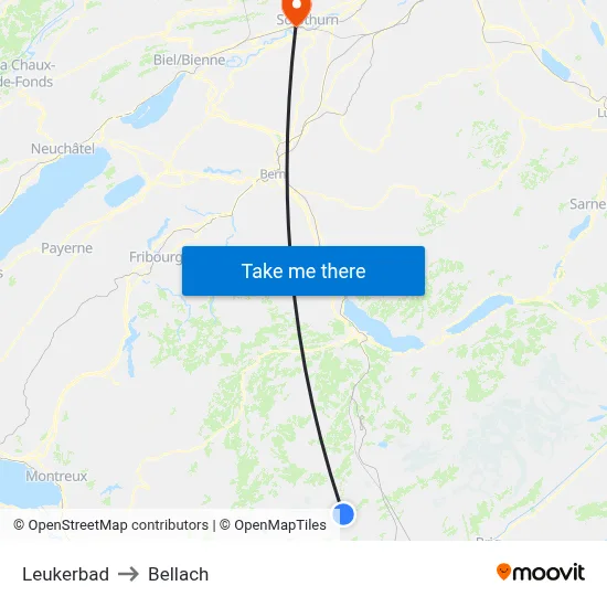 Leukerbad to Bellach map