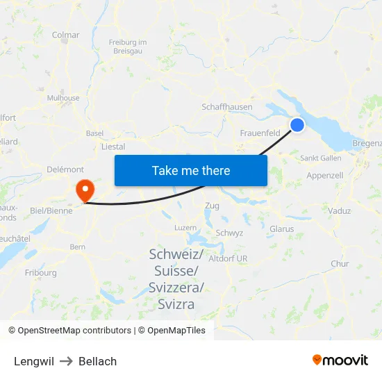 Lengwil to Bellach map