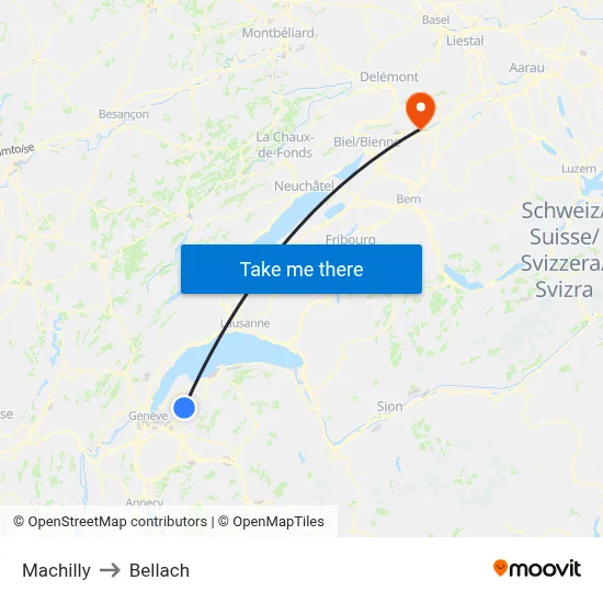 Machilly to Bellach map