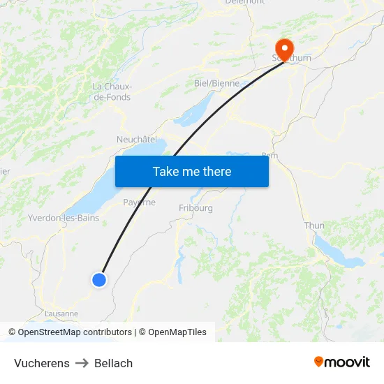 Vucherens to Bellach map