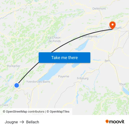 Jougne to Bellach map