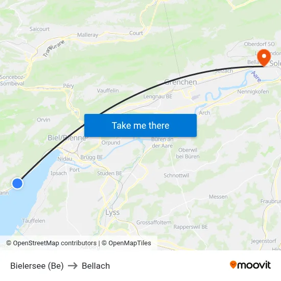 Bielersee (Be) to Bellach map