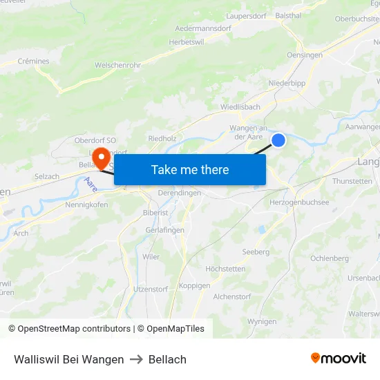Walliswil Bei Wangen to Bellach map