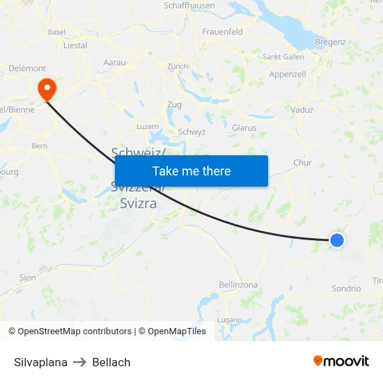 Silvaplana to Bellach map