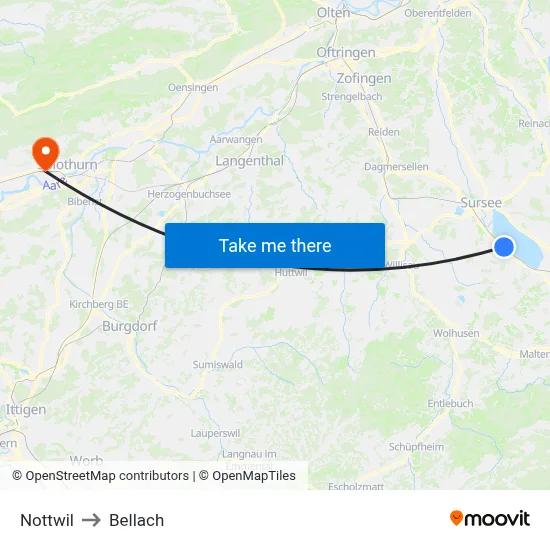 Nottwil to Bellach map