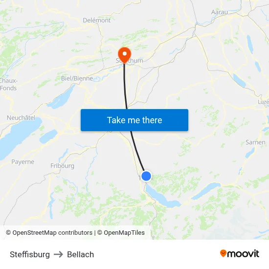 Steffisburg to Bellach map