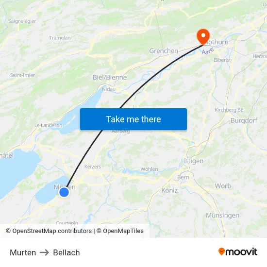 Murten to Bellach map