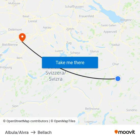Albula/Alvra to Bellach map