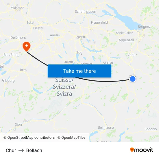 Chur to Bellach map